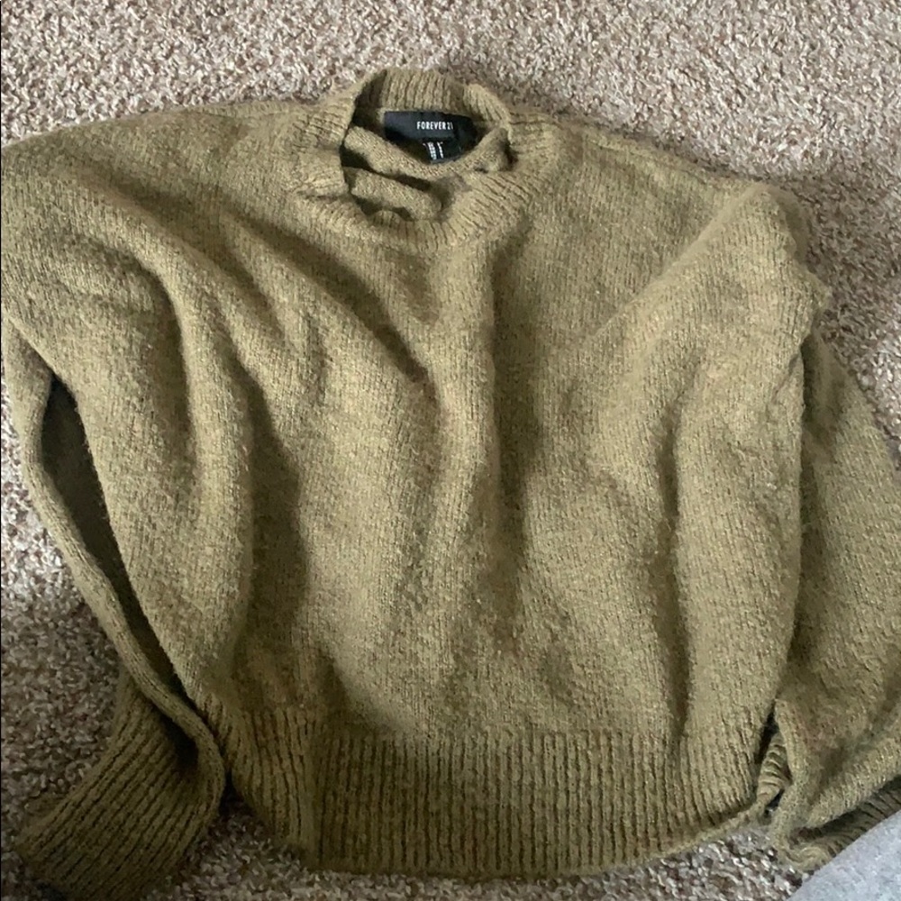 Olive forever 21 sweater cozy oversized size small